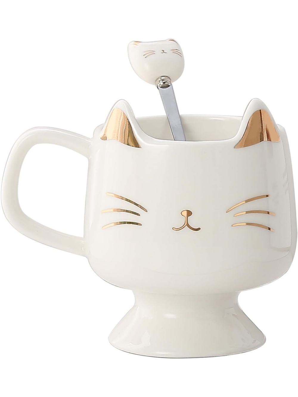 Ceramic Cat Mug with matching spoon